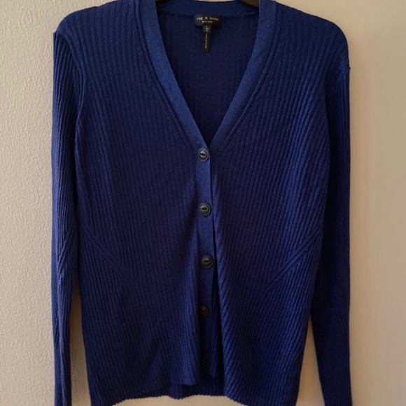 rag & bone Sweaters - Rag & Bone Halsey navy blue metallic v-neck cardigan sweater SZ L
